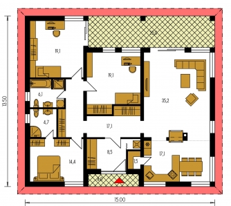 Plan de sol du rez-de-chaussée - BUNGALOW 141